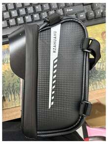 Mountain Bike Front Beam Bag, Waterproof Saddle Bag With Phone Pocket For Mountain Bike - Black - View 3