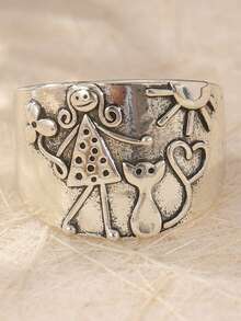 Cincin Pasangan Tembaga Buatan Tangan Antik, Cincin Kenangan, Cincin Hadiah, Cincin Pernikahan Bohemian - Perak - View 10