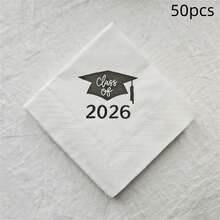 50张/袋 2026毕业季派对一次性印花餐巾纸，毕业典礼GRAD毕业派对餐桌装饰 - 查看 8