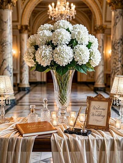 1/2/4件套人造绣球花，适用于婚礼、法式风格、轻奢华风格、ins风家居装饰、婚礼布置、烛光晚餐、圣诞派对、餐桌中心装饰、户外花园装饰，也可作为乔迁礼物、结婚礼物、周年纪念礼物、生日礼物。