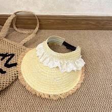 1顶女士草编遮阳帽，大帽檐防紫外线沙滩帽，透气轻便可折叠，夏季旅行户外必备，修饰脸型设计 - 遮陽帽 - 查看 6