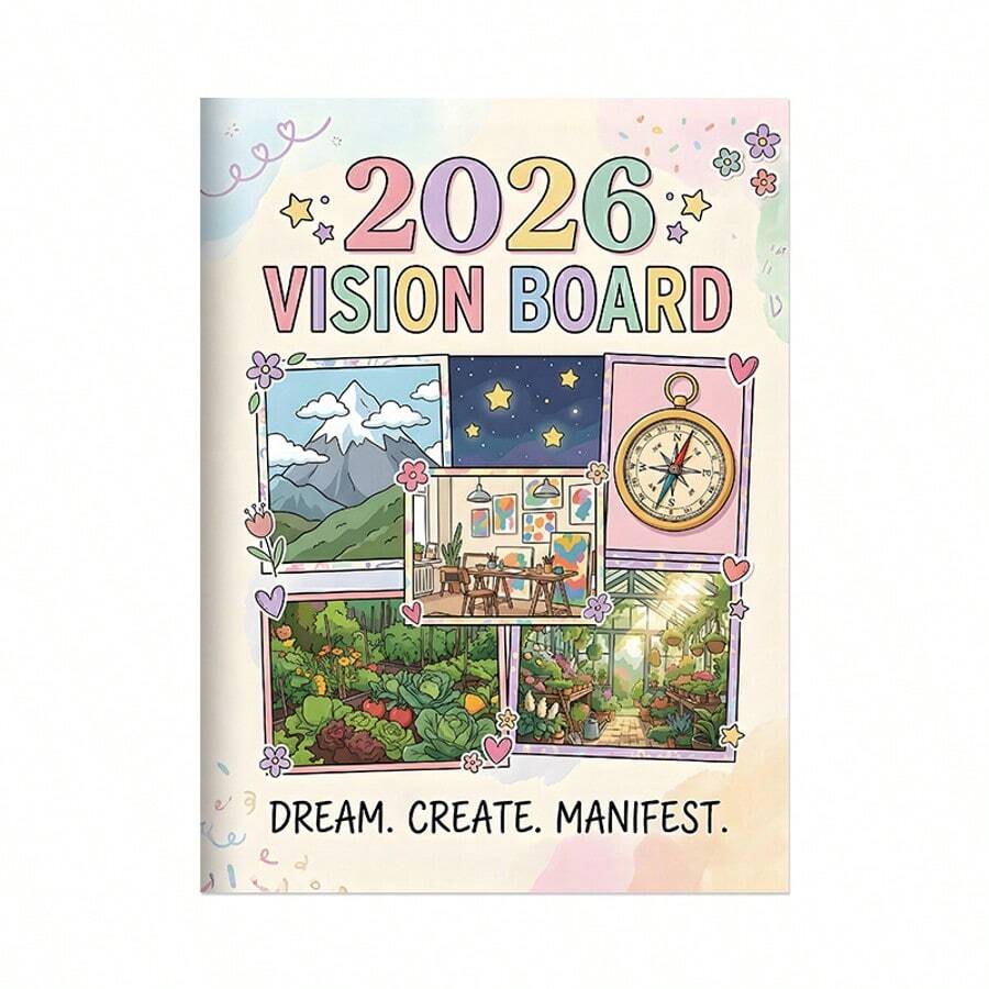 Livre de planification du tableau de bord Vision 2026 : Planificateur mensuel et annuel de 60 pages avec tableau de bord de vision de vie, liste d'actions - Pages éparpillées non datées, cahier de travail pour la fixation d'objectifs, adapté comme cadeau de productivité et d'auto-soin