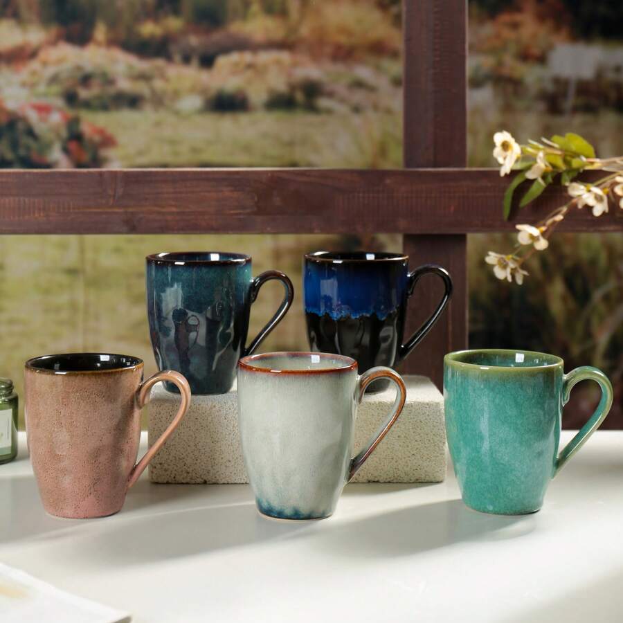 1pc Vintage Ceramic Mug With Unique Kiln-Fired Glaze Pattern, Retro Luxury Design, Suitable For Daily Use, Cafes, Parties, Mother's Day Gift, Microwave/Oven/Dishwasher - Multicolor - View 1