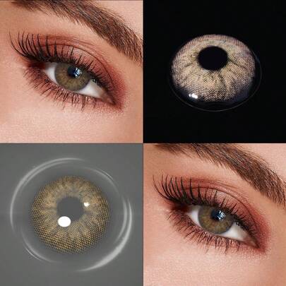  LEERMOO New 1 Pair 6-Month Disposable 38% Water Content UV Blocking Natural Dutch Brown Enlarging Contacts For Women & Girls, Suitable For Party & Daily Makeup