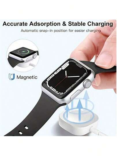 磁吸式无线充电器，便携式快速充电站，带USB数据线，兼容 Series 9、8、7、6、SE、5、4、3、2、1