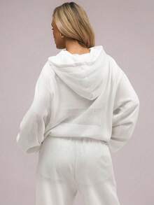 Women's Oversized Hooded 2 Piece Tracksuit Casual Loose Fit Hoodie And Wide Leg Pants Set Women's Casual Oversized 2 Piece Hooded Tracksuit Loose Fit Hoodie And Wide Leg Pants Loungewear Fall Winter Essential: Oversized Hoodie Tracksuit For Women 2 Piece Casual Loose Fit Outfit Oversized Solid Color Hoodie & Sweatpants Set, Long Sleeve Drop Shoulder Pullover Fall Winter Outfit, 2 Piece Solid Color Activewear Set | Soft Fleece Fabric | Multi-Color Options | Perfect For Gym & Lounge Casual Solid Color 2 Piece Set | Oversized Hoodie & Relaxed Sweatpants | Loose Boyfriend Fit | Soft Breathable Fabric | Streetwear & Activewear Essential | Vibrant Solid Colors | Brunch & Workout Outfit - Màu trắng/Kiểu dáng nhẹ nhàng mùa hè - Xem 3