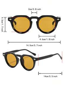 1 Pair Men's Black Round PC Frame Retro Solid Color Casual Outfit Personalized Street Style Vacation Fashion Glasses - Black - View 4