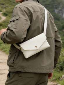 Bolsa de cintura minimalista de hombre, bolso de cintura de cuero PU para correr y uso diario. Mini bolso de cintura de cuero PU con cierre de botón a presión para hombre, bolso de pecho para deportes y salidas casuales. Versátil bolso de cintura tipo sobre de hombre, bolsa de cinturón ligera para trabajo, viajes y ejercicio. - Multicolor - Ver 15