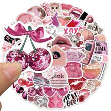 55 piezas Conjunto de pegatinas de chicas cool del centro de la ciudad en estilo Y2K de color rosa, pegatinas retro de disco, estrella, lazo, estética de los años 2000 para manualidades DIY, decoración de planificadores, portátiles, botellas de agua, patinetas, regalos para fiestas de adolescentes - Multicolor - Ver 5