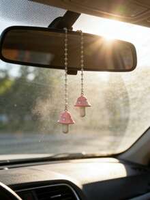Cute Mushroom Car Rearview Mirror Hanging Decor, Car Interior Pendant - One Size 2 - View 10