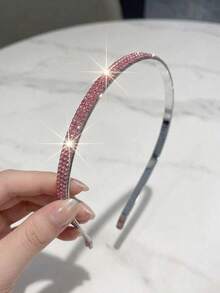 1pc 7mm Width Full Rhinestone Slim Headband, Multi-Color Options, Luxury Sparkling Rhinestone Design, Metal Headband Fits Comfortably Without Slipping, Suitable For Daily Commute, Party, Wedding And Other Occasions, A Versatile And Exquisite Hair Accessory For Women To Create Stylish Looks Travel Accessories Hair Band Hair Hoop - Multicolor - View 12