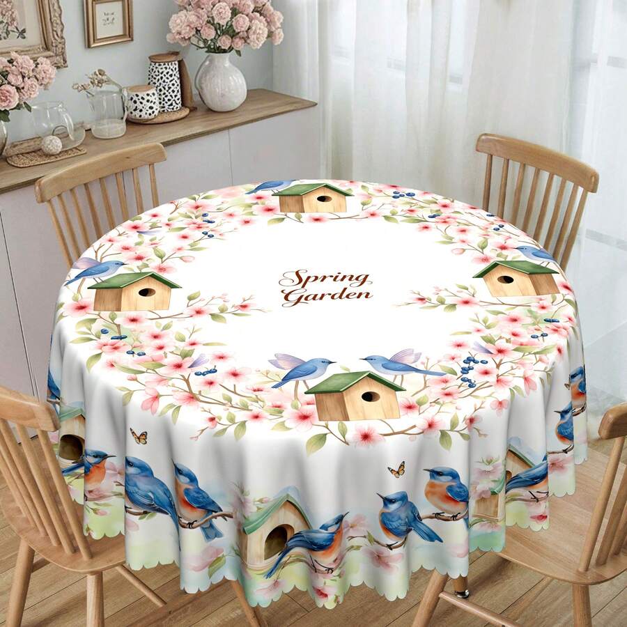 1pc Spring/Summer Theme Party Tablecloth, Green Decor, Daisy Floral Pattern, Multiple Sizes Available, Floral Design, European Countryside Style, Suitable For Home, Kitchen, Wedding, Party, Dining Table, Outdoor Events, Gifts. Easy-To-Clean Polyester Material - Multicolor - View 1