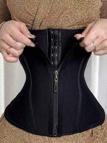 Women's Plus Size High Compression Waist Trainer Belt - Latex Body Shaper With Adjustable Buckle Closure, Posture Correction & Curvy Hourglass Figure - For, Party, Everyday - Elegant Black Latex Waist Cincher - 黑色 - 查看 1