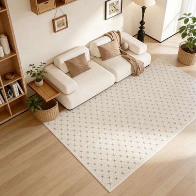 Tapete decorativo branco estampado em juta sintética, ideal para sala de estar, resistente a animais de estimação, durável, antiderrapante, fácil de limpar, perfeito para presentear em inaugurações de casa. Perfeito para hall de entrada, sala de jantar, quarto, banheiro, escritório, lavanderia, varanda, sala de chá, peitoril da janela, tatame, minimalista e resistente.