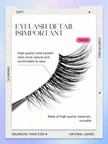 Asiteo 7对半眼假睫毛，轻盈柔软，打造猫眼妆效，自然拉长眼角，透明睫毛柄，适合日常妆容，持久耐用，可重复使用。 - 半眼睫毛 - 查看 3