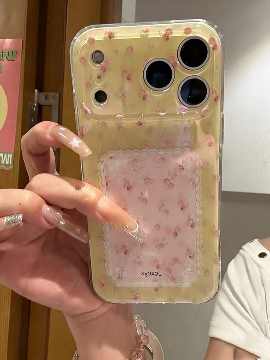 Ốp lưng điện thoại bóng bẩy họa tiết hoa mùa xuân dễ thương, tương thích với iPhone 17 Pro Max, 17 Pro, 17, 16 Pro Max, 16 Pro, 15 Pro Max, 15 Pro Max, 15 Pro, 15. Thiết kế thẩm mỹ, bảo vệ ống kính, chống sốc. - Màu vàng - Xem 1