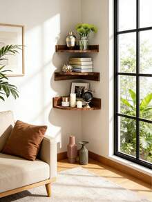 1pc/3pcs Corner Wall Shelf Floating Shelves Storage Rack Display Shelf Organizer Space Saving Room Decor For Living Room Bedroom Bathroom Kitchen Office Plant Books Candle Decor Wall Mounted Shelf Apartment Dorm Home Entryway Shelf Organizer Rack - Multicolor - View 2