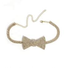 1 chiếc vòng cổ nơ thời trang dành cho nữ, kiểu dáng ngắn, ôm sát cổ, chất liệu đồng. - Nhiều màu - Xem 5