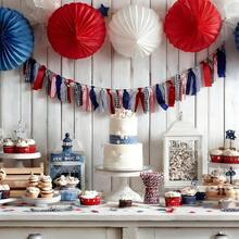 4th Of July Tassel Banner Red White And Blue Garland Patriotic Hanging Decorations For Independence Day Party - Nhiều màu - Xem 2