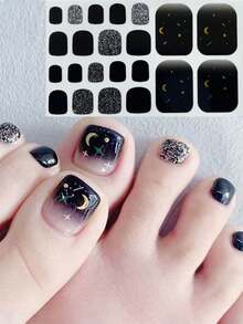 Nail Art Toe Stickers, Assorted Designs Including Glitter, Cartoon Hearts, Geometric Patterns, Solid Colors, Versatile Mixed Styles, Easy Application With Scraper - Multicolor - View 50