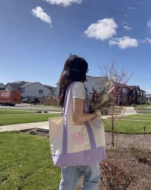3PCS-Trader Joe Large Tote Shopping Bag Cotton Canvas Embroidered Bag - Multicolor - View 11
