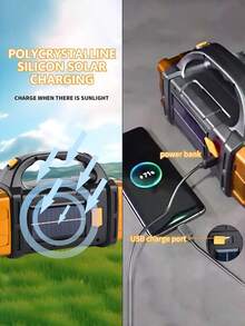 1pc Rechargeable LED Flashlight 1800 Lumens, Solar Powered Tactical COB Handheld Lamp, Waterproof, USB Powerbank, 6 Modes, Power Bank Function, Portable Outdoor Camping Light, Hiking, Home Repair - White Light - View 5