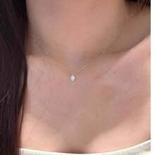 Dây chuyền nữ hình giọt nước đính đá Zirconia, thiết kế tối giản sang trọng, phụ kiện vòng cổ ôm sát tinh tế. - Vàng - Xem 4