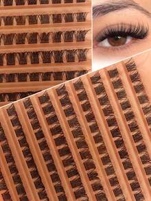 120 pièces de faux cils naturels épais pré-collés à courbure D, longueur de 8 à 16 mm, style européen et américain, cils bouclés segmentés, cils volumineux et doux, fait main DIY, convient pour un maquillage léger et intense, port quotidien, portable et facile à utiliser - Pas de boucle - Voir 2