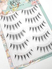 Lông mi giả, 5 cặp lông mi giả tái sử dụng kiểu truyện tranh, lông mi giả dày dặn tái sử dụng, lông mi giả phong cách Manga. - màu đen - Xem 5