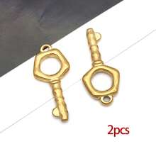 2 chiếc mặt dây chuyền hình trái tim bằng thép không gỉ, mặt dây chuyền hình chìa khóa kim loại, phụ kiện trang sức để tự làm vòng cổ, vòng tay, bông tai. - Vàng - Xem 11