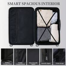 YSTYLE Juego de maletas 3, maleta de viaje ligera con carcasa rígida de ABS y ruedas giratorias de 360°, cerradura TSA para hombre y mujer, 21"/ 24"/ 28", artículos esenciales de viaje para hombres y mujeres, para vacaciones y negocios, gran capacidad, accesorios esenciales de viaje, organizador de viaje, artículos de viaje - Gris - Ver 4