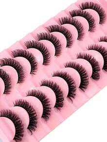10 Pairs 5D Mink Eyelashes, Criss-Cross Thick & Natural Looking False Eyelash Strips - Black - View 2