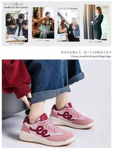 Alan Vincent【免费退换货】【轻便透气系列】春季新款女士粉色厚底鞋，时尚跑步鞋，休闲运动鞋，办公鞋，网布鞋，百搭舒适日常穿着 - 粉色 - 查看 5
