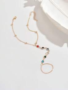 1pc Bohemian Ocean Style Fashionable Elegant Colorful Glass Chain Anklet, Suitable For Women's Daily Casual, Party, Music Festival, Beach Vacation Wear (Random Color Arrangement Of Colorful Round Glass) - Color - View 5