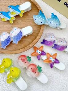 10-50pcs Cute Glitter Ocean Animal Resin Pendants With Rings, DIY Handmade Accessories For Bracelets, Necklaces, Hair Clips, Keychains, Ocean Creature Jewelry Making - Blue - View 8