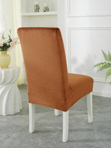 1 Stück-teilige oder 4-teilige Samt-Esszimmerstuhlbezüge - weich, waschbar, dehnbar und eng anliegend, schlichtes Design. Ideal für Esszimmerstühle, Bankettstühle und für Zuhause, Restaurant oder Party. Perfekt für Weihnachten und andere Feiertage. - Rötlich-braun - Übersicht 4