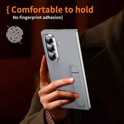 适用于三星 Galaxy ZFold3 ZFold4 ZFold5 ZFold6 ZFold7，时尚百搭纯色支架手机壳，镜头保护设计，男女通用手机壳