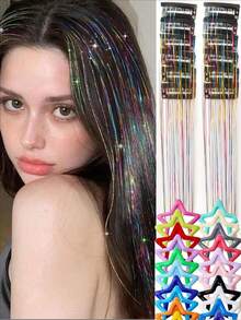 12 buc cleme de păr drepte medii, cadou de Crăciun pentru petrecere la modă, potrivite pentru fete cu păr blond, cleme de păr cu sclipici colorat, accesorii de păr strălucitoare pentru întâlniri de sărbători cu familia și prietenii - Aur - Vizualizare 11