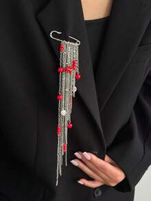 1 pieza Colgante de caballo vintage bohemio, broche con cadena geométrica y borla, elegante y glamoroso para fiesta, cita, casual, estilo callejero, regalo de joyería versátil para el día de la mujer, cumpleaños - broche - Ver 3