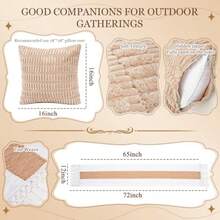 Extra Large Outdoor Boho Picnic Blanket With Table Runner And 6 Throw Pillows Covers For Outdoor Essentials Beach Accessories Garden Party Decoration Patio Park Lawn Grass Ground Festival Mat Beige XL - Màu nâu - Xem 2