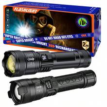 1pc Rechargeable Portable LED Zoomable Flashlight With Digital Display, Suitable For Outdoor Camping, Fishing, Hunting, Hiking, Trekking, Exploration, Emergency - Multicolor - View 1