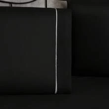 400 Thread Count Sheet Set, 2 And 3 Pieces, Luxury Hemstitch, Single, Double, Queen, King, High Quality - BLACK - View 3