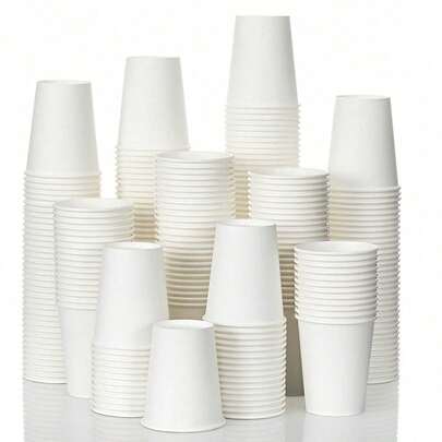 50个白色加厚纸杯，一次性奶茶/咖啡杯，一次性牛皮纸咖啡杯，一次性奶茶杯，带盖双层保温咖啡杯