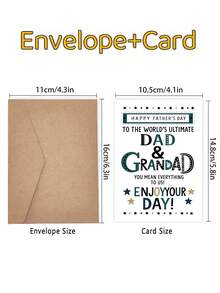 1 pieza Tarjeta del Día del Padre con estilo retro | Tarjeta de felicitación para papá y abuelo | Detalles de estrellas, mensaje cálido, sobre - multicolor - Ver 4