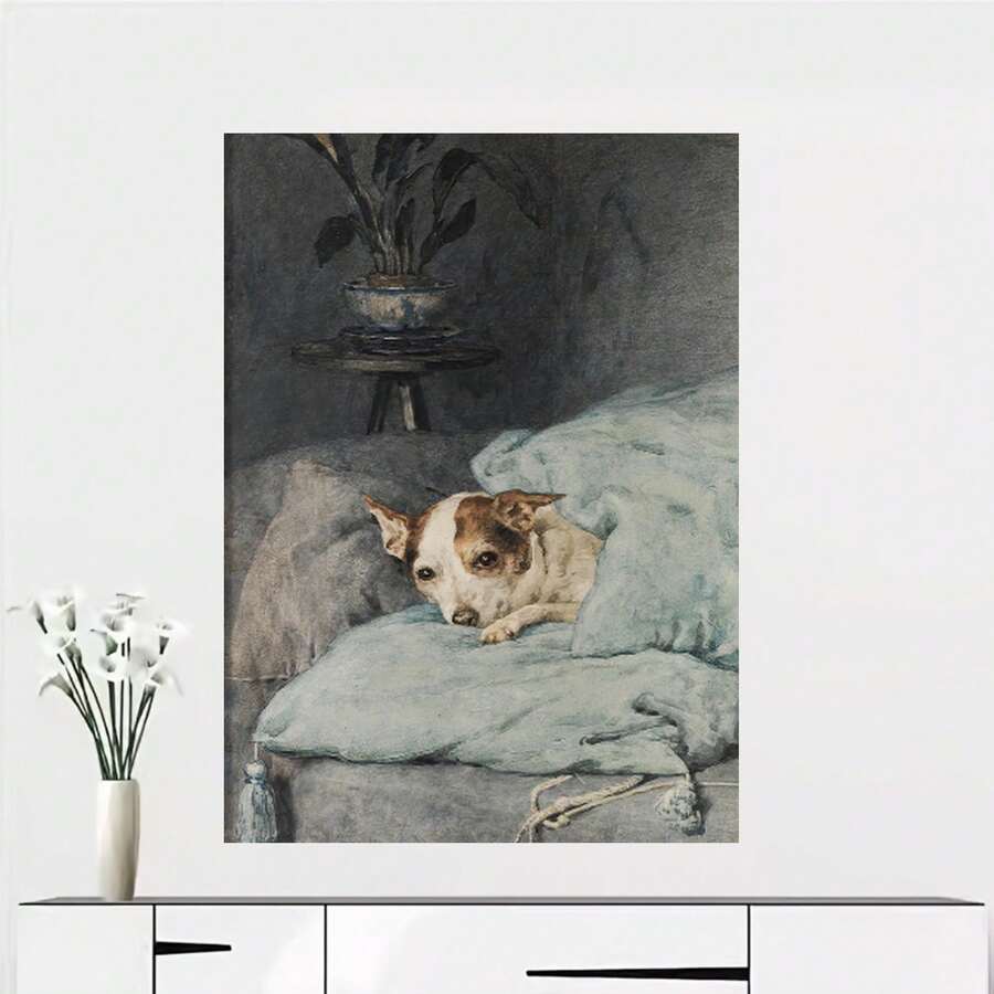 Cuadro 2D plano, 2D plano, 1 pieza con marco, con diseños florales vintage y de mascotas, perfecto para decorar tu sala de estar, dormitorio, oficina, cocina o baño. Utiliza un método de "despegar y pegar" que no dañará tus paredes y se puede reubicar fácilmente. - Enmarcado - Ver 1