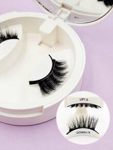 Sibeuna 1 Pair Magnetic False Eyelashes, Half Lashes, Short Magnetic Lashes, Natural Cat Eye Makeup Effect Reusable, Suitable For Lash Extension, Perfect For Slouchy People, Beauty Bloggers, Gifts - Black - View 5