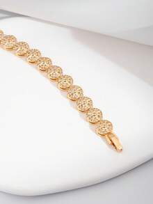 1 Set Luxury Elegant Cubic Zirconia Encrusted Sun Design Bracelet, Suitable For Women's Wedding & Party Wear, Excluding Gift Box - View 4