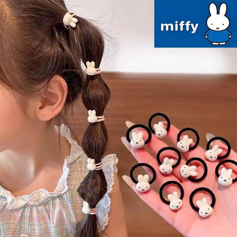 MIFFY 10个可爱卡通米菲发饰，精致弹力发圈，春节好礼 - 彩色 - 查看 1