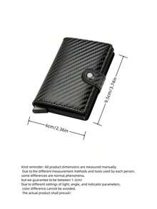 1pc Carbon Fiber Aluminum Alloy Credit Card Wallet Multi Card Slots Elastic Band Anti Theft RFID Blocking Metal Card Protector Daily Use Large Capacity Business Casual Gift For Men Women Dad Boyfriend - Black - View 7