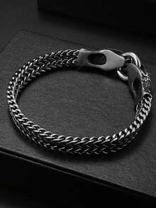 1件复古朋克风不锈钢双蛇头手链 男士个性化吊坠 派对宴会饰品 - 時尚 - 查看 6